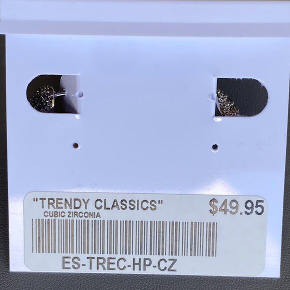 Pave Cubic Zirconia Huggies Style Silver Tone Earrings - Picture 7 of 10